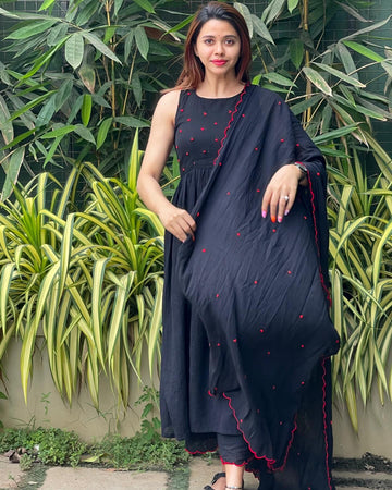 Beautiful Flared Kurta With Black color Dupatta