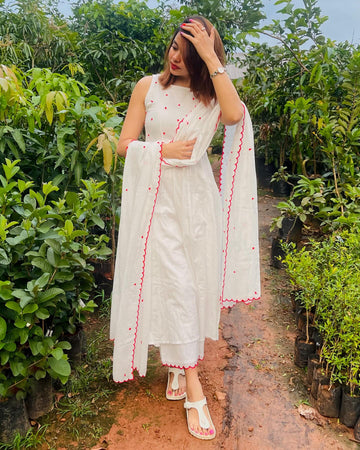 Beautiful Flared Kurta With White color Dupatta