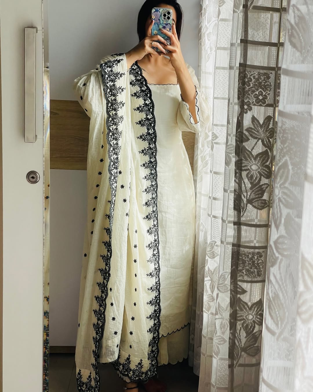 Elegant White & Black Salwar Suit