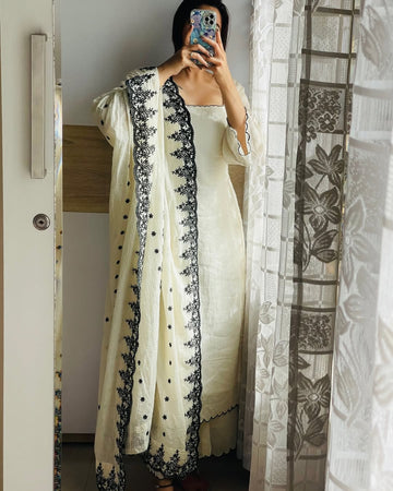 Elegant White & Black Salwar Suit